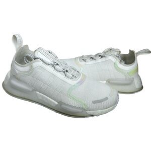 Adidas NMDV3 GX5698 Triple White Iridescent Running Shoes Girls Youth 6 Women 7